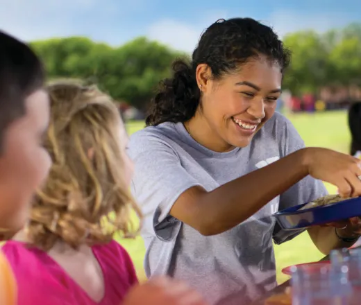 group of people eating